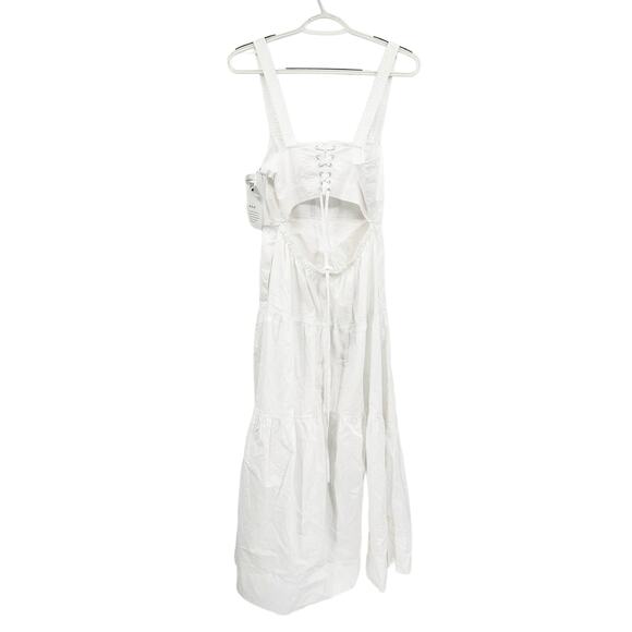 A.L.C. Lily Cotton Midi Dress White Lace Up Back Size 6 NWT - Picture 4 of 8